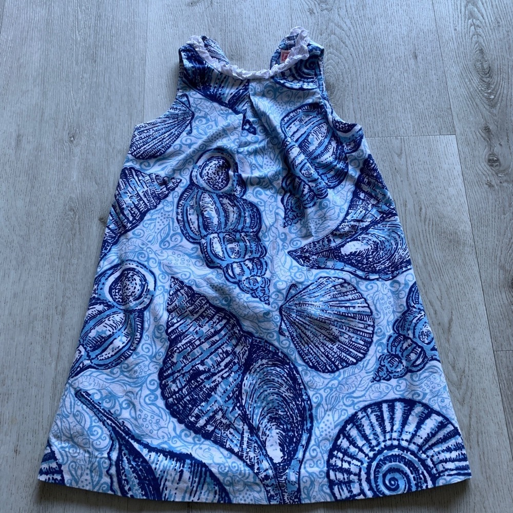 Vintage Lilly‎ Pulitzer Mila Shift Dress Blue Peri Pop Up Stuffed Shells Size 6